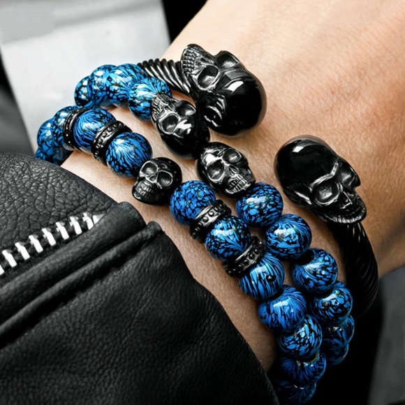 SKELETON HD • Blue Seahawk Spiritual Beads Bracelet Wrist Gear Accessory - Picture 3 of 4